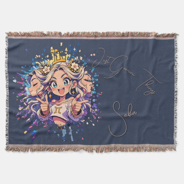 Gemini Sweet 16 Custom Name Blanket Filt (Framsidan)