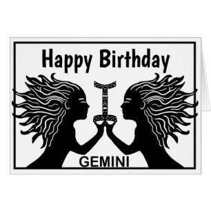 Gemini Symbol Grattis på födelsedagen Horoscope Zo Hälsningskort