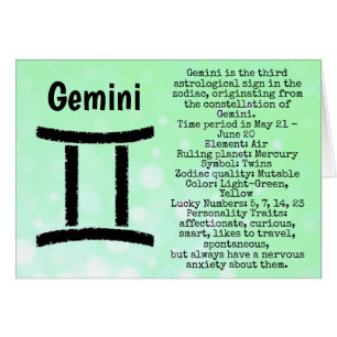 Gemini Symbol Grattis på födelsedagen Horoscope Zo Hälsningskort