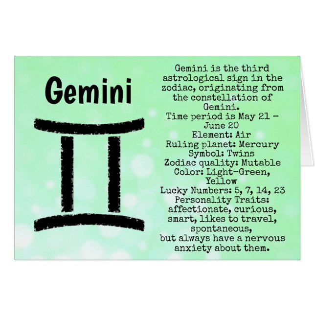 Gemini Symbol Grattis på födelsedagen Horoscope Zo Hälsningskort (Framsidan Horizontal)