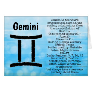 Gemini Symbol Grattis på födelsedagen Horoscope Zo Hälsningskort