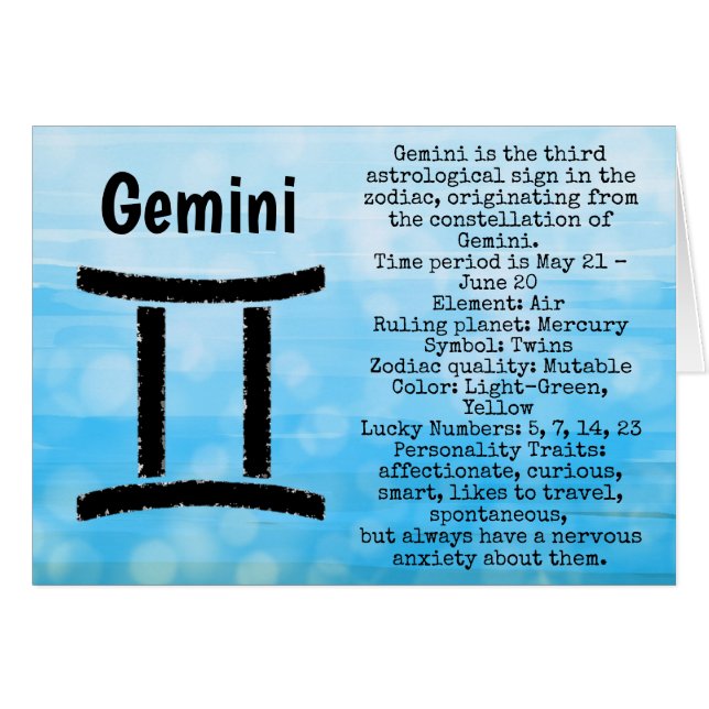 Gemini Symbol Grattis på födelsedagen Horoscope Zo Hälsningskort (Framsidan Horizontal)