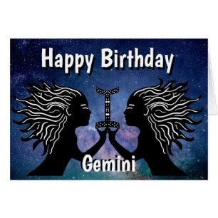 Gemini Symbol Grattis på födelsedagen Horoscope Zo Hälsningskort