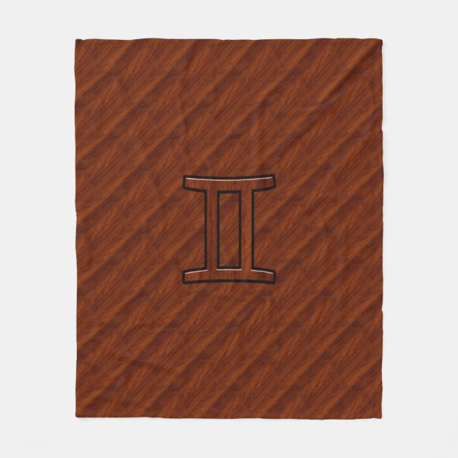 Gemini Symbol på Brown Mahogany liknande utskrift Fleecefilt (Framsidan)