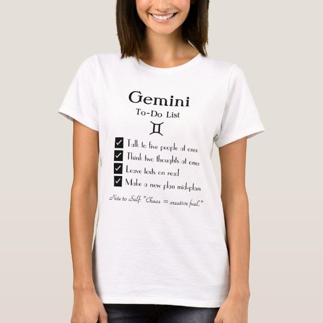 Gemini-to-Do-lista T Shirt (Framsida)
