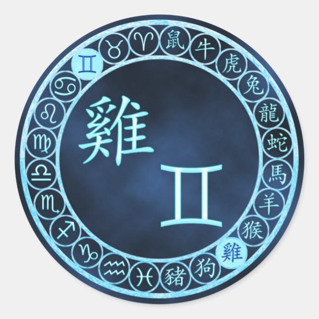 Gemini/Tupp Runt Klistermärke (Framsida)