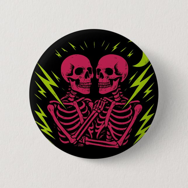 Gemini: Tvilling-skelett Punk Knapp (Framsida)