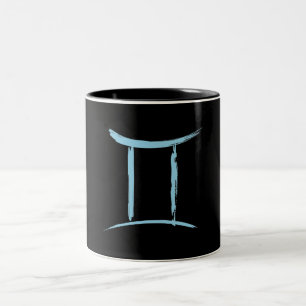 GEMINI tvillingarna Blå astrologi Maj Juni Födelse Två-Tonad Mugg
