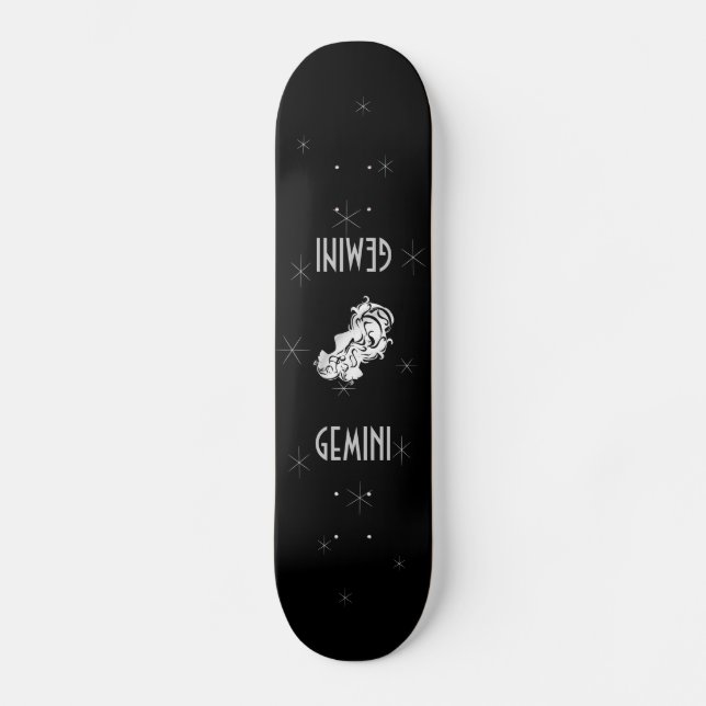 Gemini Twillingar Silver Zodiac Symbol Skateboard  (Framsida)