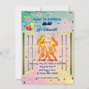 Gemini Twillingarna Birthday (maj 21-juni 20) Inbjudningar