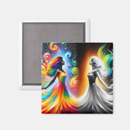 Gemini Twillingarna Färg & Black och White Horosco Magnet