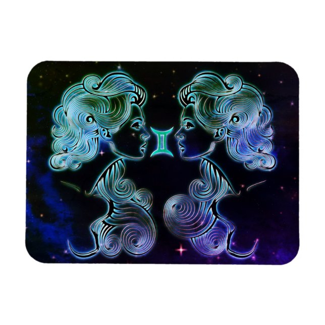 gemini, twillingarna zodiac magnet (Horisontell)