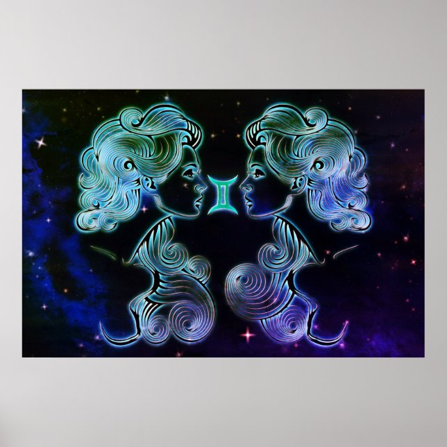 gemini, twillingarna zodiac poster (Framsidan)