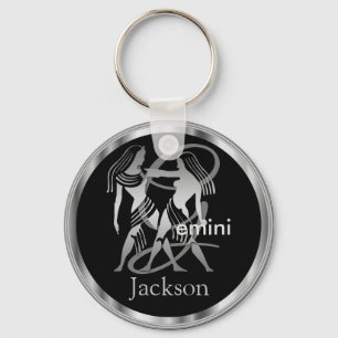 Gemini ♊ Twillingarna - Zodiac Sign Keychain Nyckelring