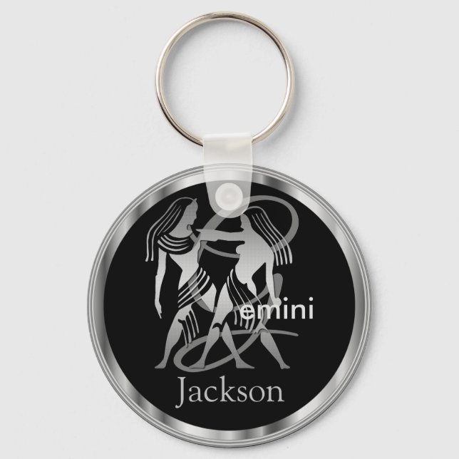 Gemini ♊ Twillingarna - Zodiac Sign Keychain Nyckelring (Framsida)