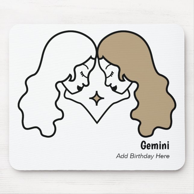 Gemini, twillingarnas personlig zodiac-födelsedag musmatta (Framsidan)
