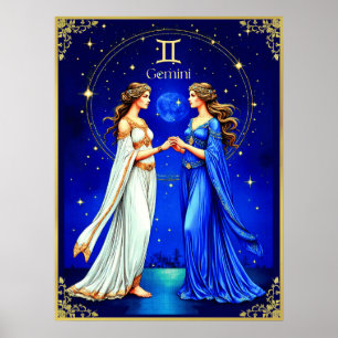 Gemini Twillingars Beneath a Starry Himmel Poster