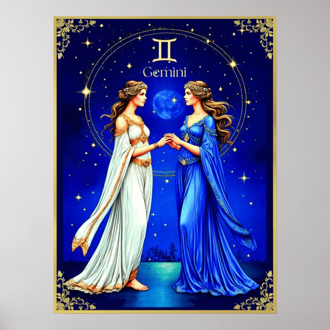 Gemini Twillingars Beneath a Starry Himmel Poster (Framsidan)