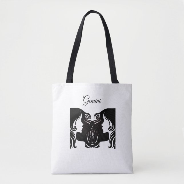 Gemini Twillingars Black and White Tote Bag Tygkasse (Framsida)