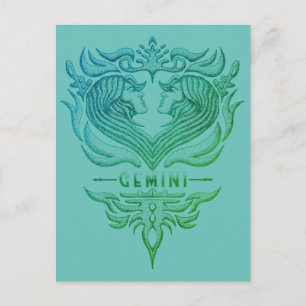 Gemini Twillingars Emblem Vykort