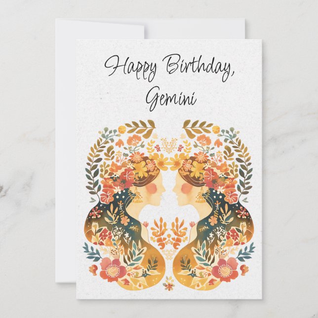 Gemini Twillingars Zodiac Boho Birthday-platta kor (Framsida)