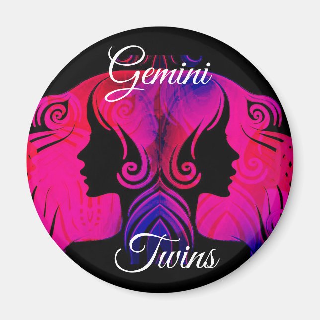 Gemini Twillingars Zodiac Horoscope Sign Magnet (Framsidan)