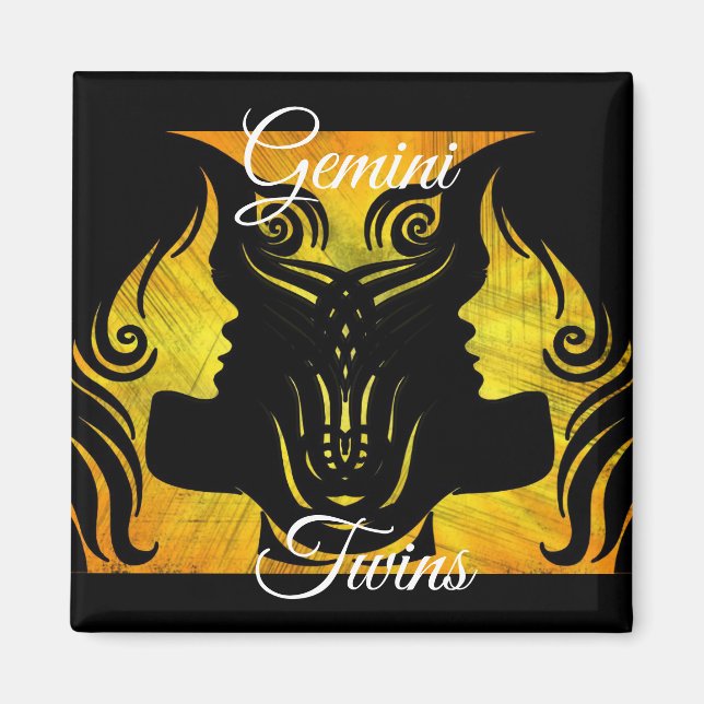 Gemini Twillingars Zodiac Horoscope Sign Magnet (Framsidan)