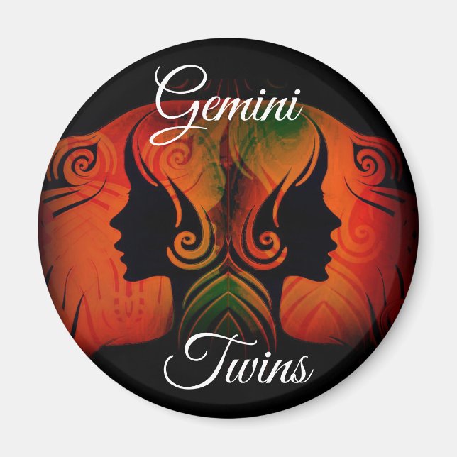 Gemini Twillingars Zodiac Horoscope Sign Magnet (Framsidan)