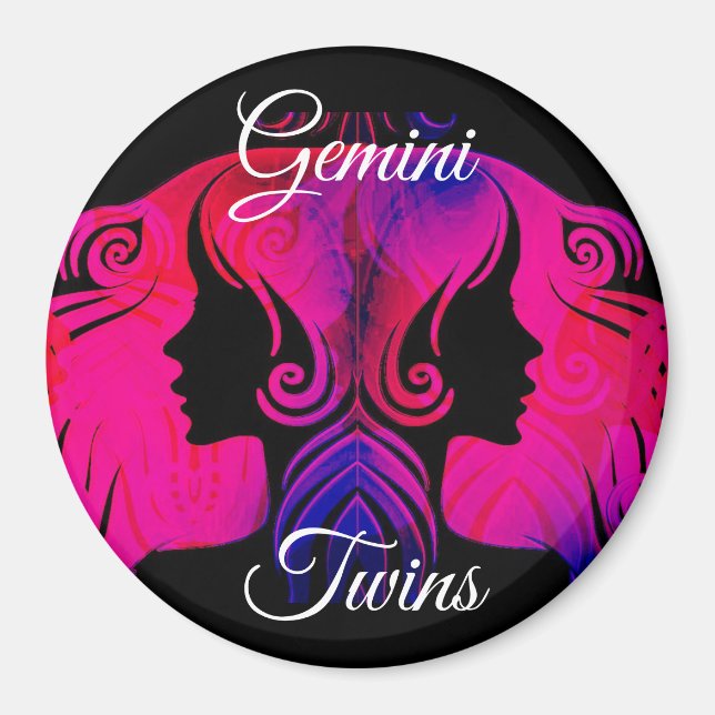 Gemini Twillingars Zodiac Horoscope Sign Magnet (Framsidan)