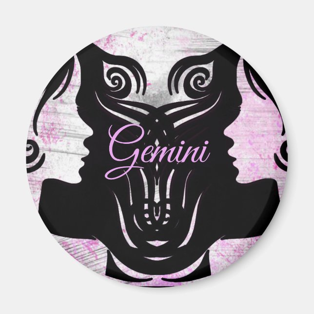 Gemini Twillingars Zodiac Horoscope Sign Magnet (Framsidan)