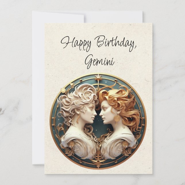 Gemini Twillingars Zodiac Minimalist Birthday Flat (Framsida)