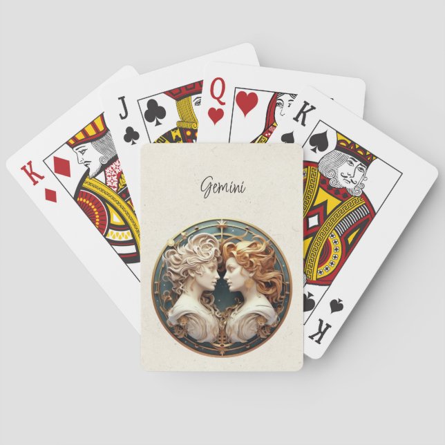 Gemini Twillingars Zodiac Minimalist Casinokort (Baksidan)