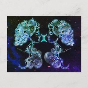 gemini twillingars zodiac-vykort vykort