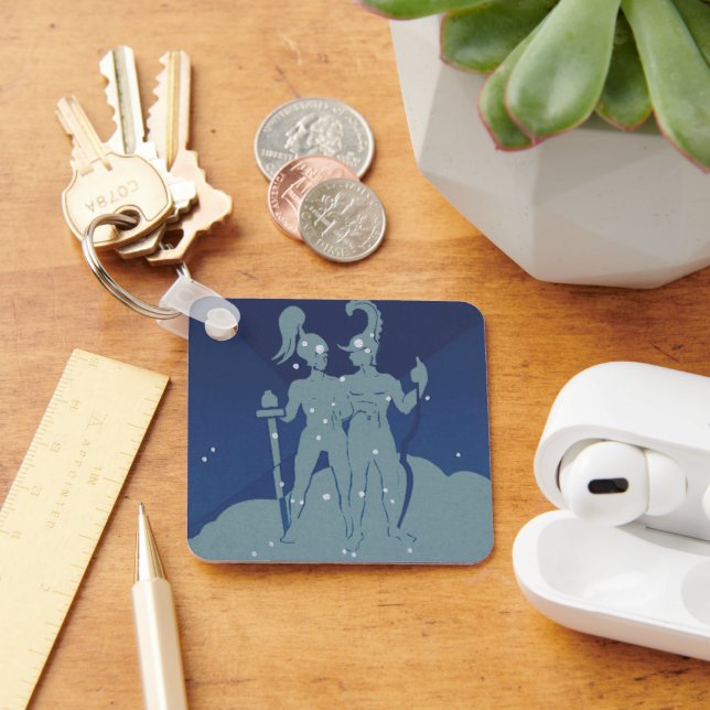 Gemini Twin Constellation Vintage Zodiac Astrology Nyckelring (Skrivbord)