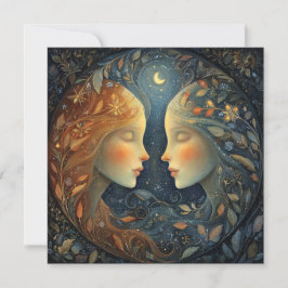 Gemini Twins Zodiac Astrology Celestial Birthday Kort