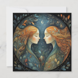 Gemini Twins Zodiac Astrology Mystical Birthday Kort