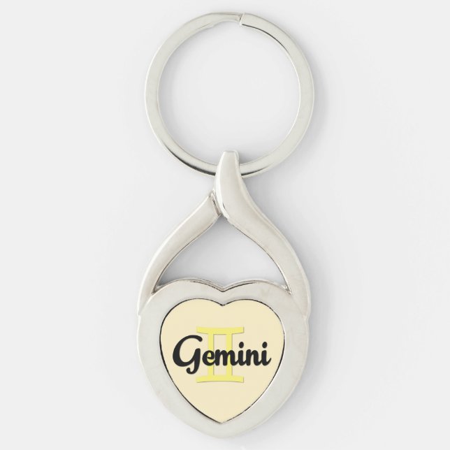Gemini Twisted Heart Silverfärgad Nyckelring (Framsidan)