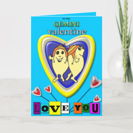 Gemini Valentine/Zodiac Card. Helgkort