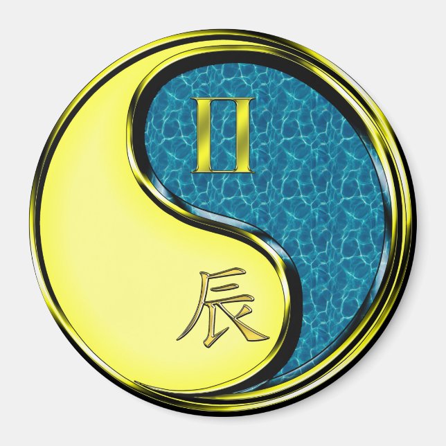 Gemini & Water Dragon Magnet (Framsidan)