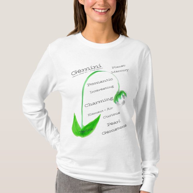 Gemini Wearable Birthday Horoscope T Shirt (Framsida)