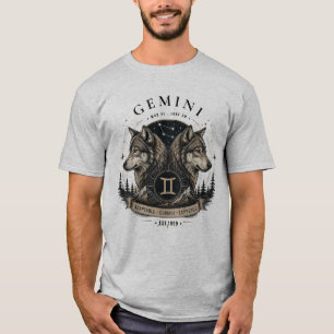 Gemini Wolf Zodiac Herr T-Shirt