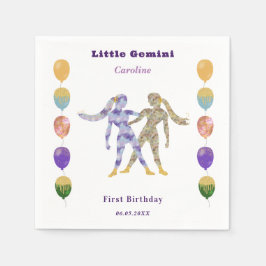 Gemini Zodiac 1-års födelsedagsballonger & konstnä Pappersservett