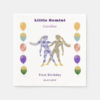 Gemini Zodiac 1st Birthday Balloons & Artistic Pappersservett