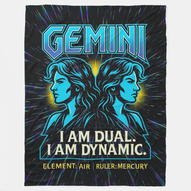 Gemini Zodiac 80's Sten Band Inspired Astrology Fleecefilt (Framsidan)