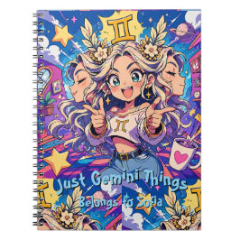 Gemini Zodiac Anime Girl Aesthetic Journal Anteckningsbok