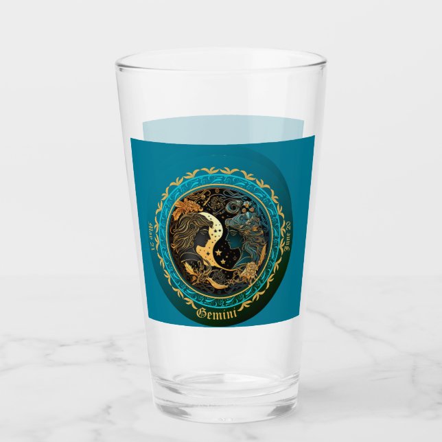 Gemini Zodiac Anpassade Beer Glaskopp (Framsida)