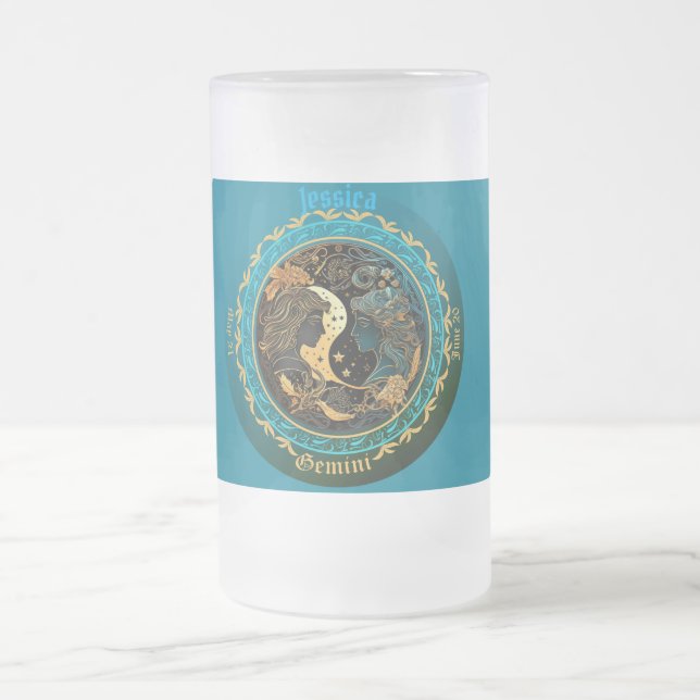 Gemini Zodiac Anpassningsbar Frostat Ölglas (Center)
