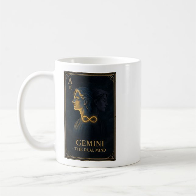 Gemini Zodiac Art – Celestial Twins and Duality Kaffemugg (Vänster)