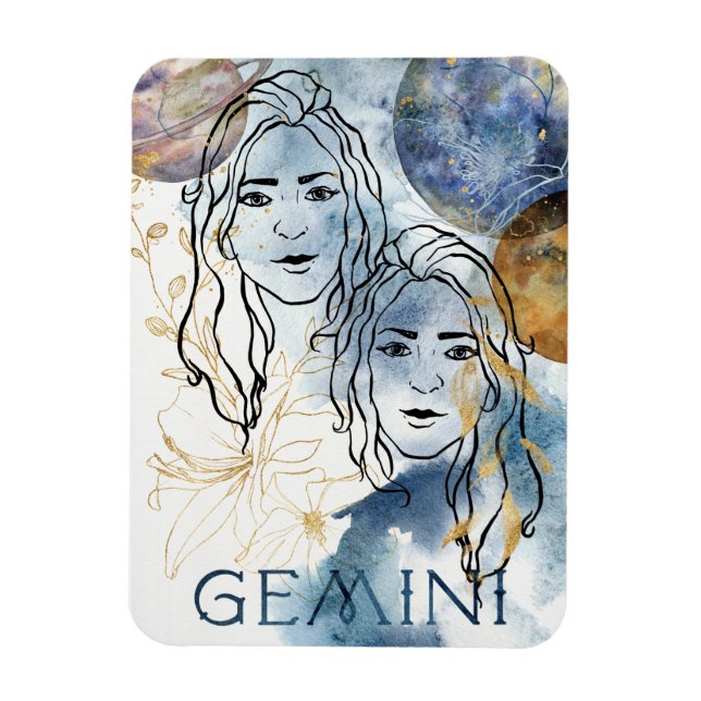 Gemini, zodiac astrology blue från twillingarna magnet (Vertikal)