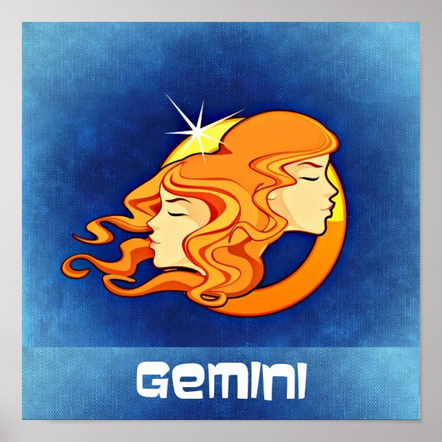 Gemini Zodiac Astrology Symbol Poster (Framsidan)